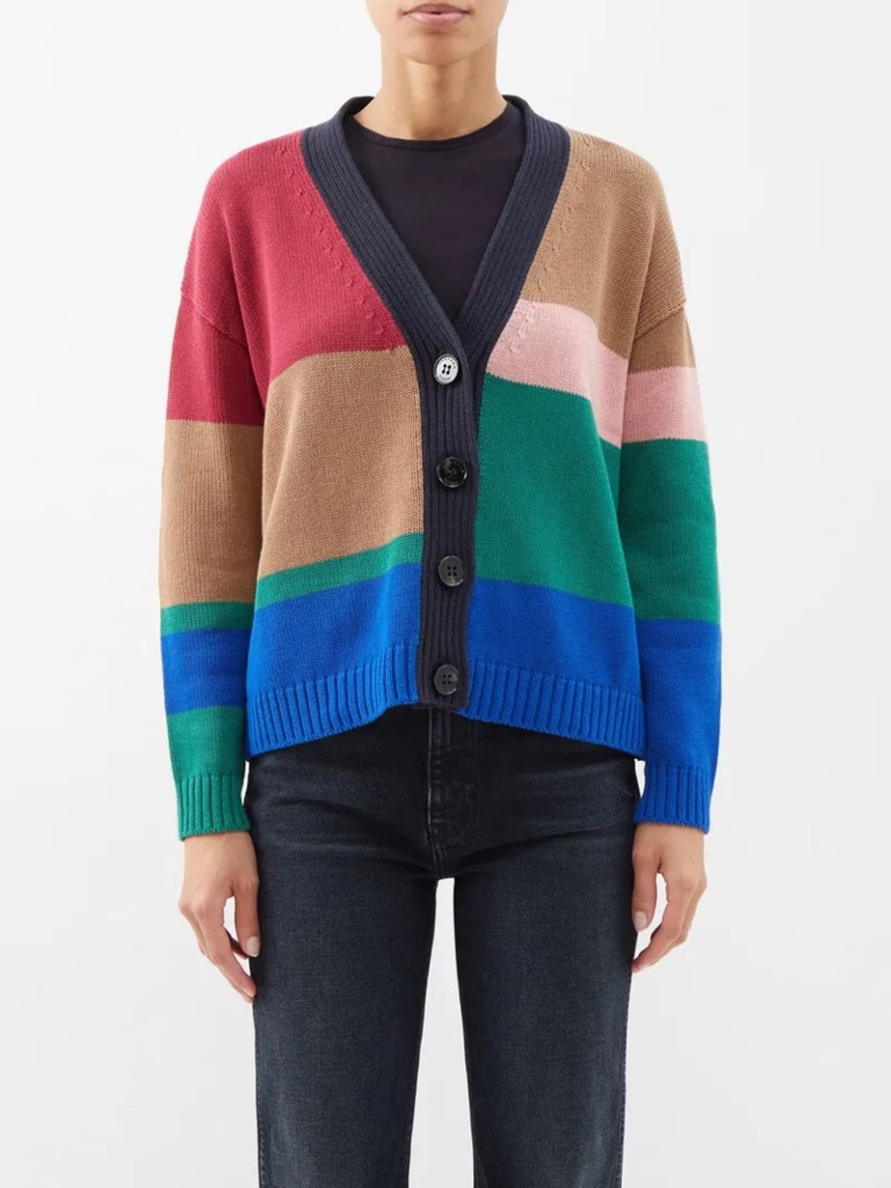 Weekend Max Mara Orazio Colorblock Stripe Rugby Cardigan, S